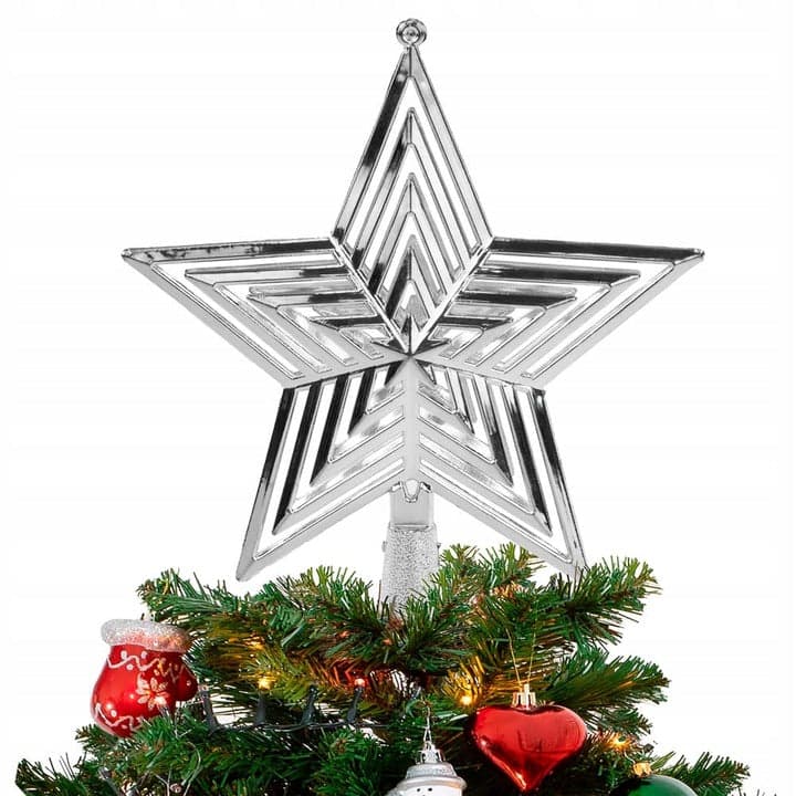 Srebrny czubek na choinkę,  gwiazda 18.5cm