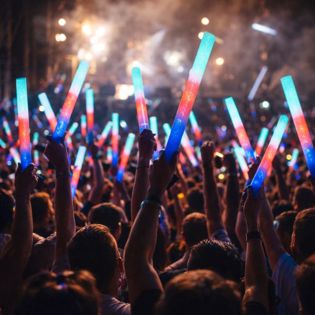 Pałki piankowe LED świecące 5 szt - PAŁKA ŚWIETLNA NA IMPREZĘ WESELE ŚLUB URODZINY DLA DZIECI RGB PARTY EVENT