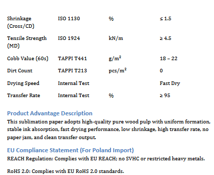Papier do sublimacji Quick dry 65gsm 1,62 x 200m