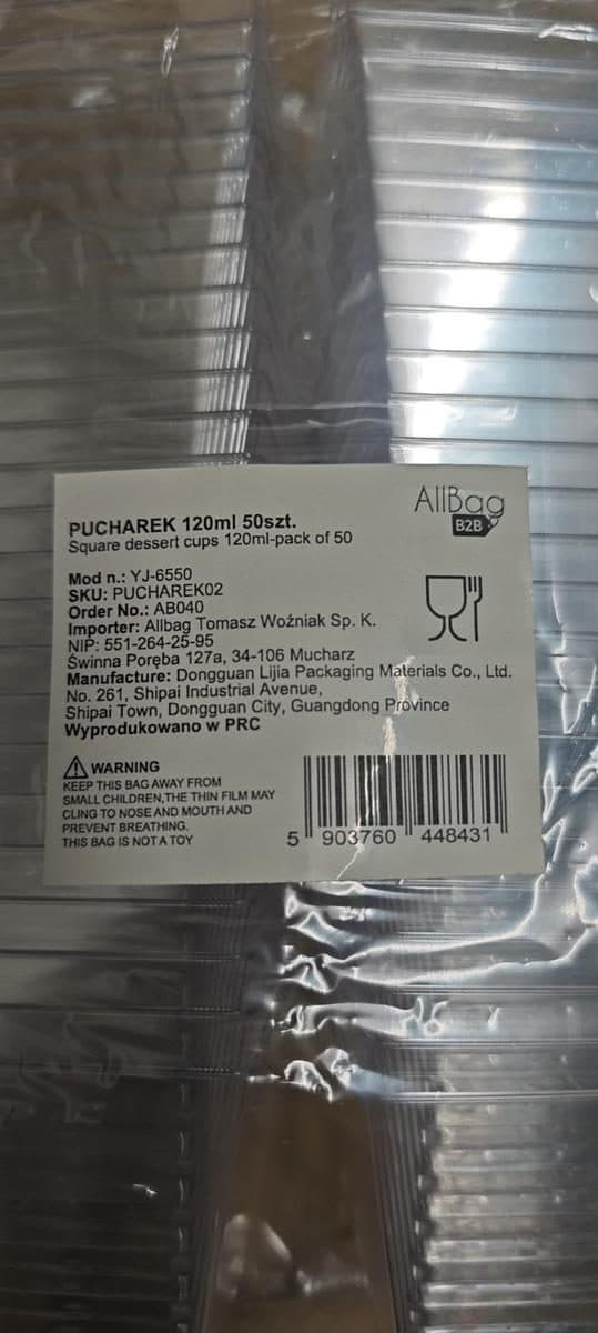 Pucharki deserowe 120ml wielorazowe, 50 sztuk
