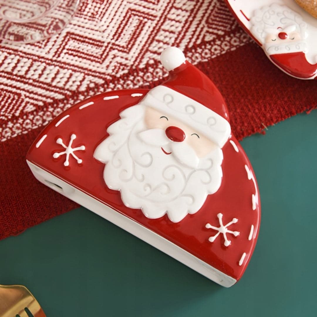 Świąteczny serwetnik ceramiczny, pojemnik na serwetki, chusteczki