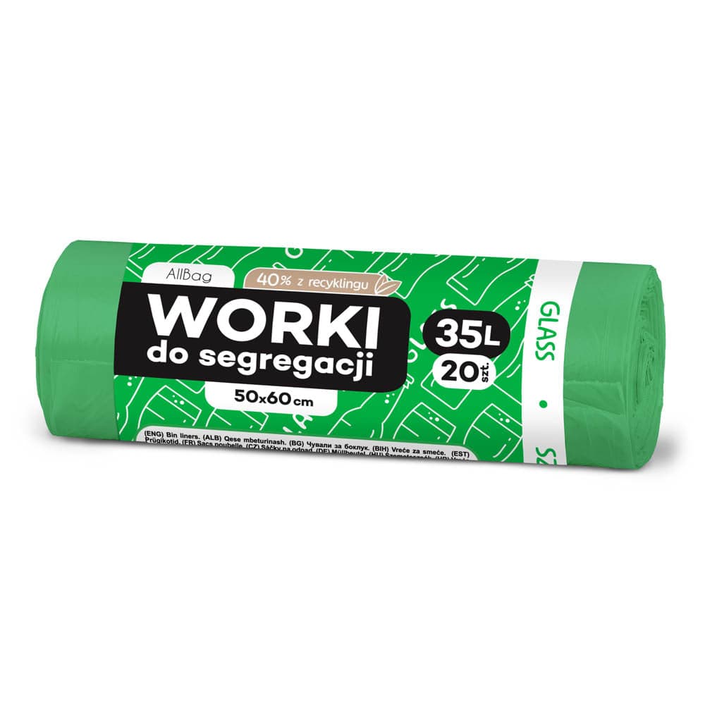 Worki na śmieci 35L zielone ALLBAG