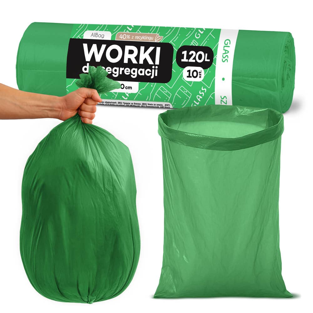 Worki na śmieci 120L zielone ALLBAG
