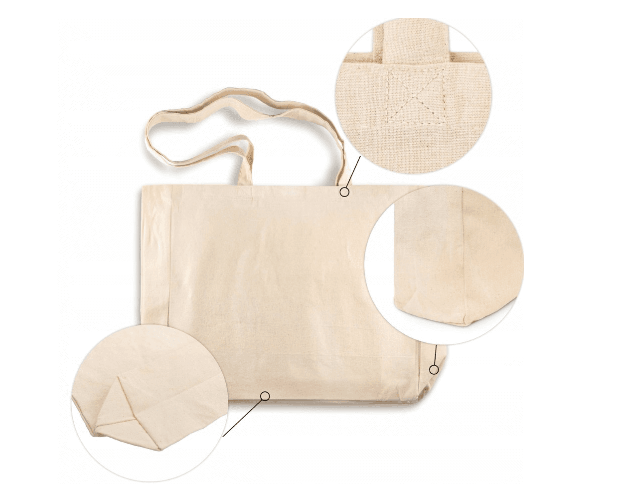 Torba bawełniana BARDZO POJEMNA z dnem 45cm x 12cm x12cm x35cm ECRU 220g ECO