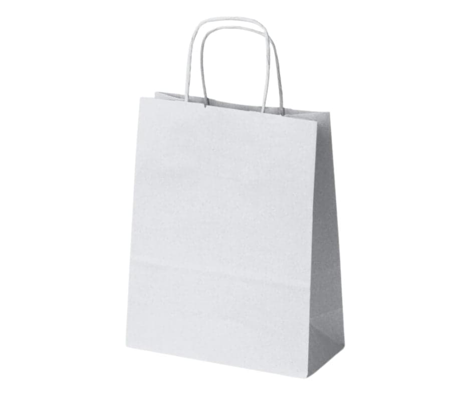 Torba papierowa 180x80x225mm z uchwytem skręcanym biała