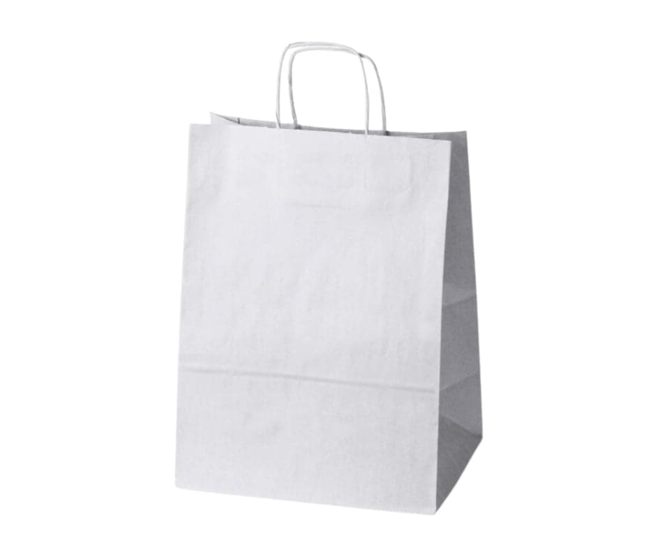 Torba papierowa 305x170x425mm z uchwytem skręcanym biała