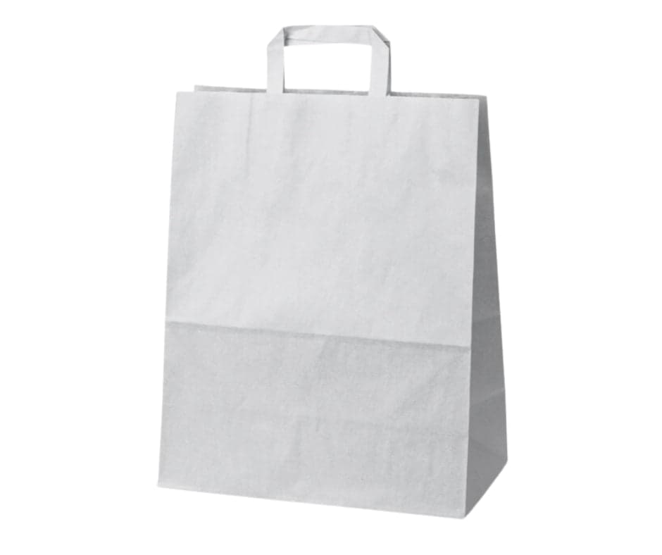Torba papierowa 320x160x390mm z uchwytem płaskim biała