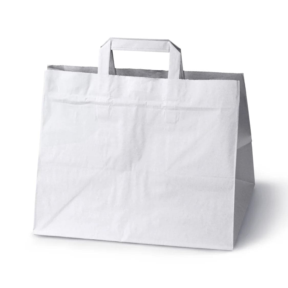 Torba papierowa 320x220x245mm cateringowa z uchwytem płaskim - BIAŁA