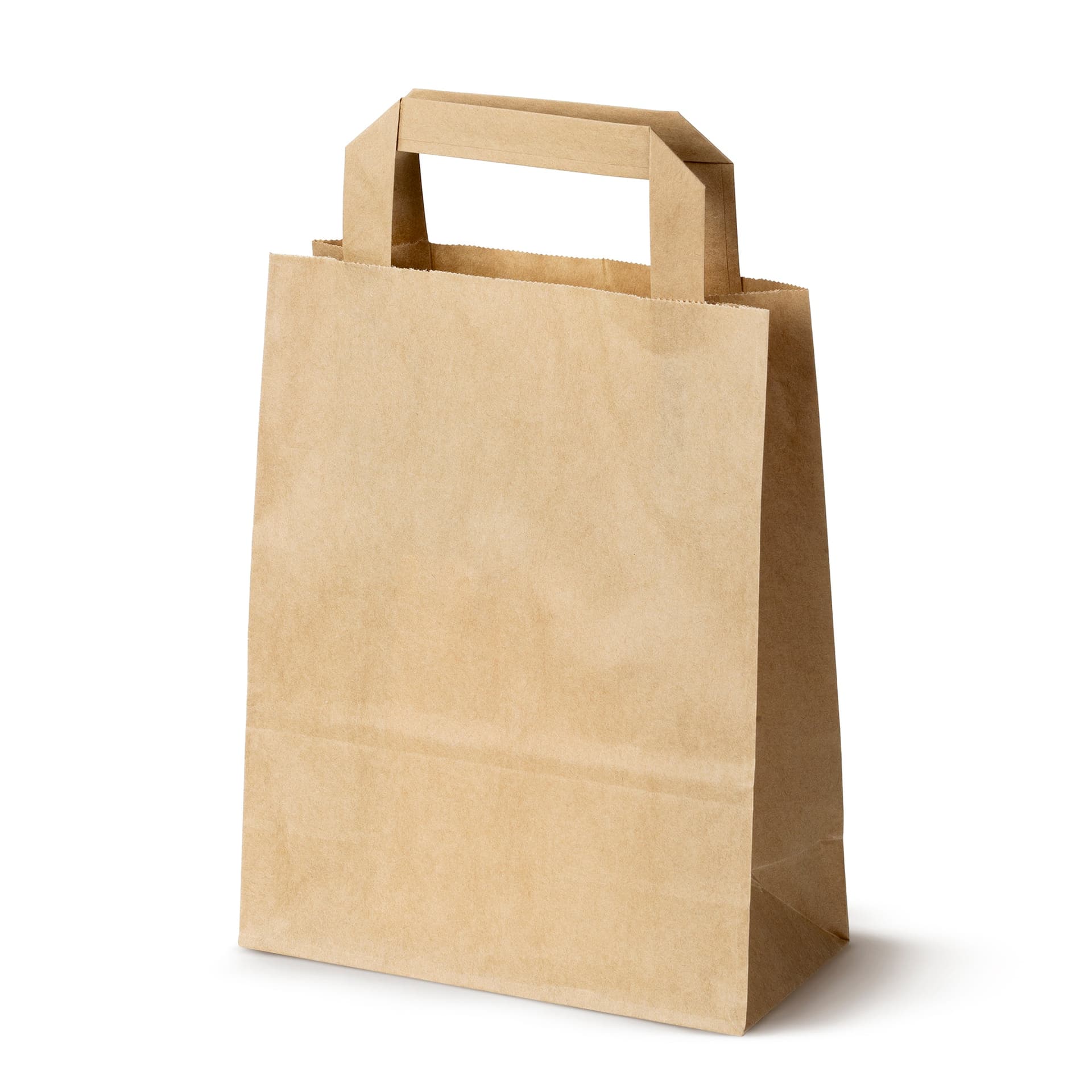 Torba papierowa 180x80x230mm z uchwytem płaskim BRĄZOWA