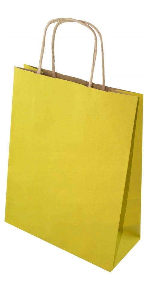 Torba papierowa 240x100x320mm z uchwytem skręcanym żółta