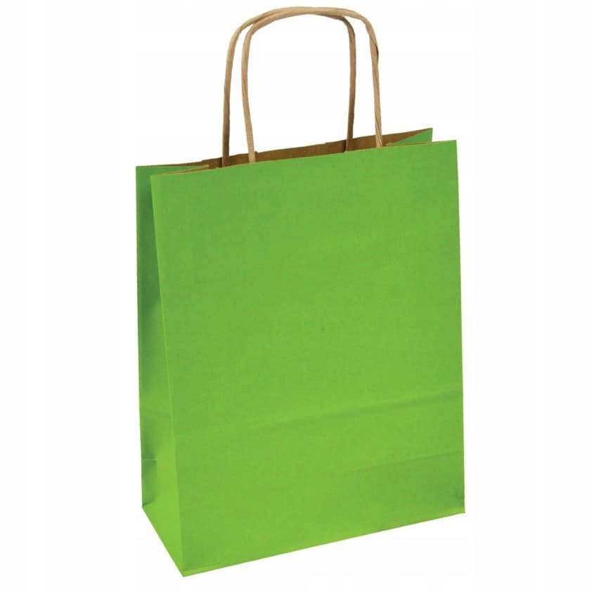 Torba papierowa 180x80x225mm z uchwytem skręcanym jasnozielona