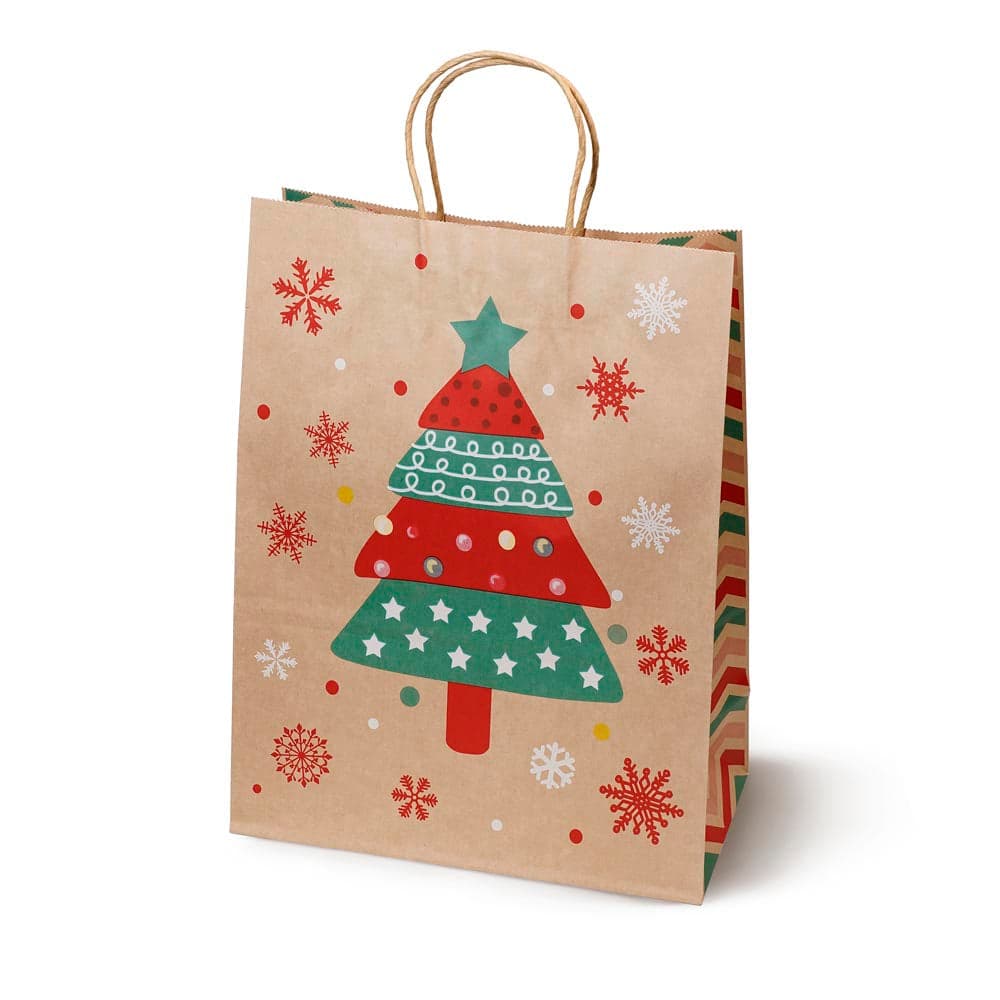 Papierowa torba świąteczna na prezenty - 330x260x120mm - 4 wzory - ZESTAW #2 - DUŻY ROZMIAR