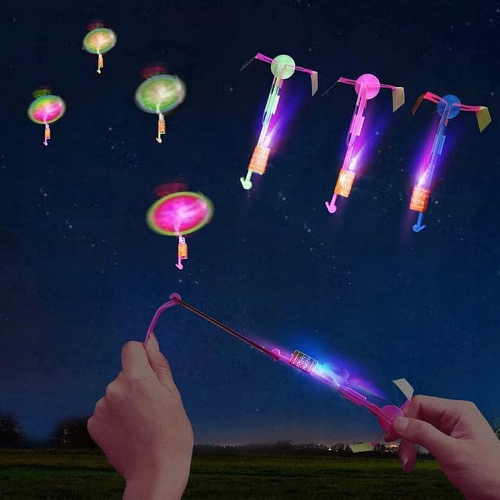 Wiatraczek-helikopter proca świecąca w nocy LED