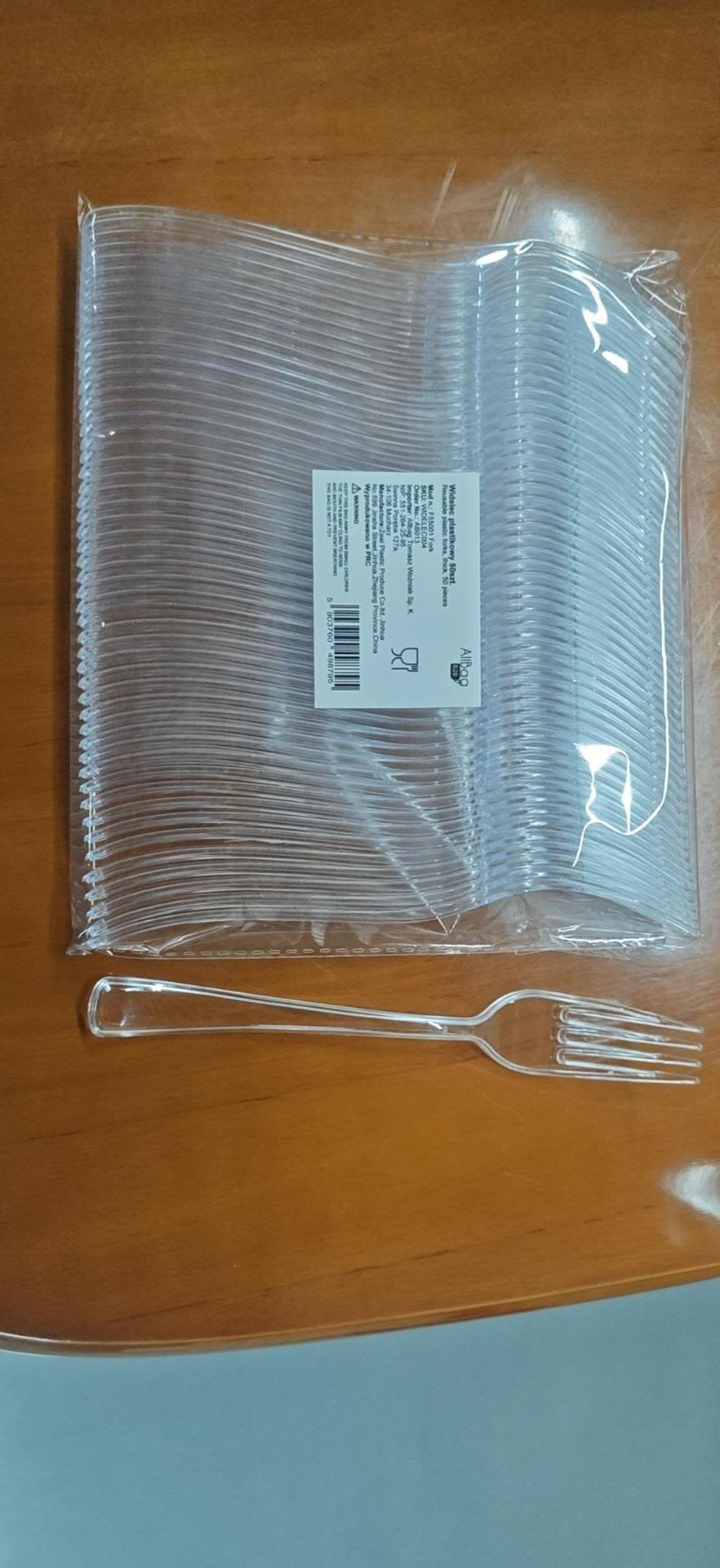Widelce sztućce wielorazowe plastikowe grube 50szt