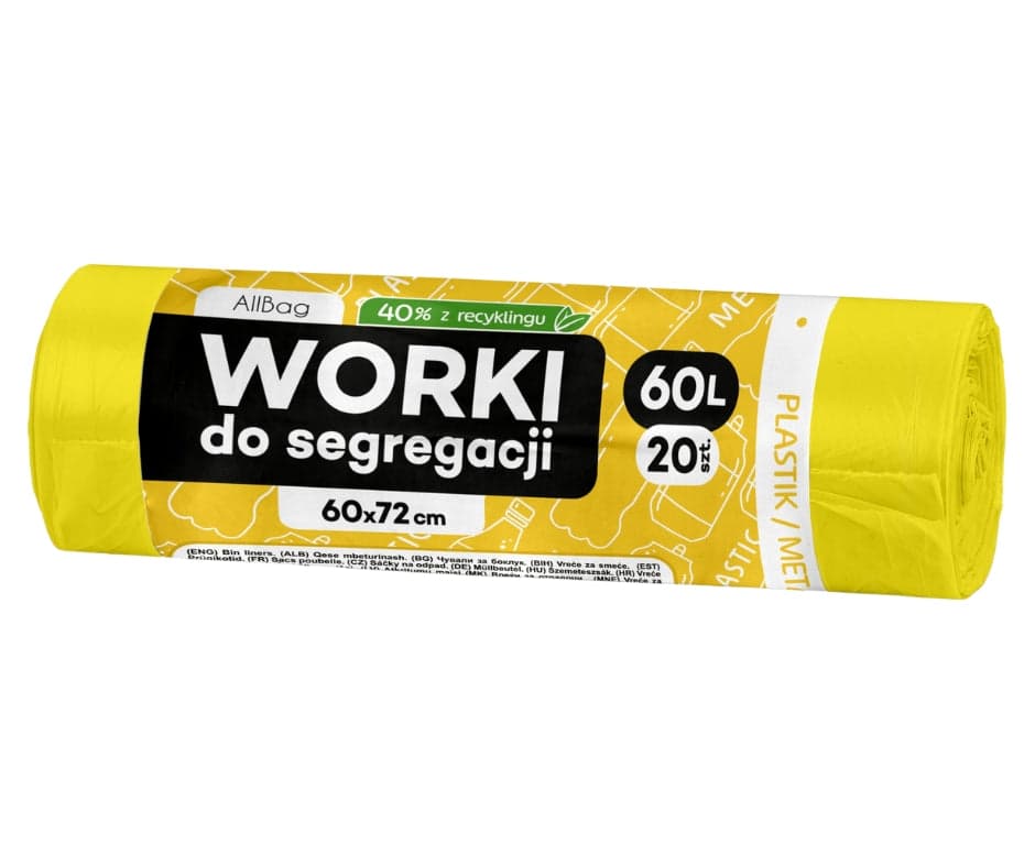 Worki na śmieci 60L żółte ALLBAG