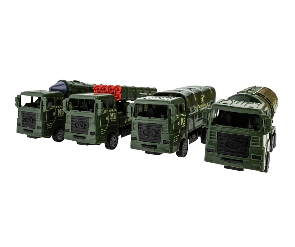 Zestaw zabawkowych samochodzików militarnych wojskowych