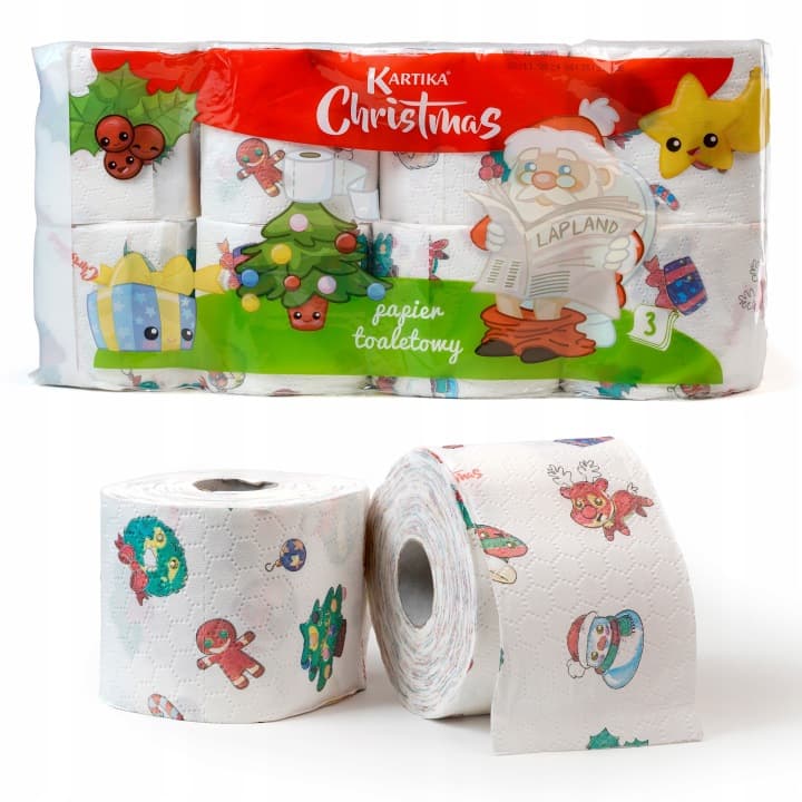 Papier toaletowy świąteczny Kartika, 8 rolek, 3 warstwy