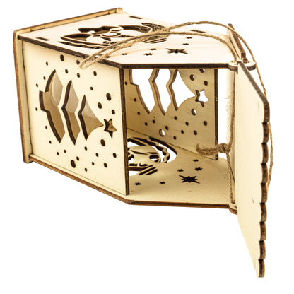 Świąteczny Domek drewniany, lampion LED