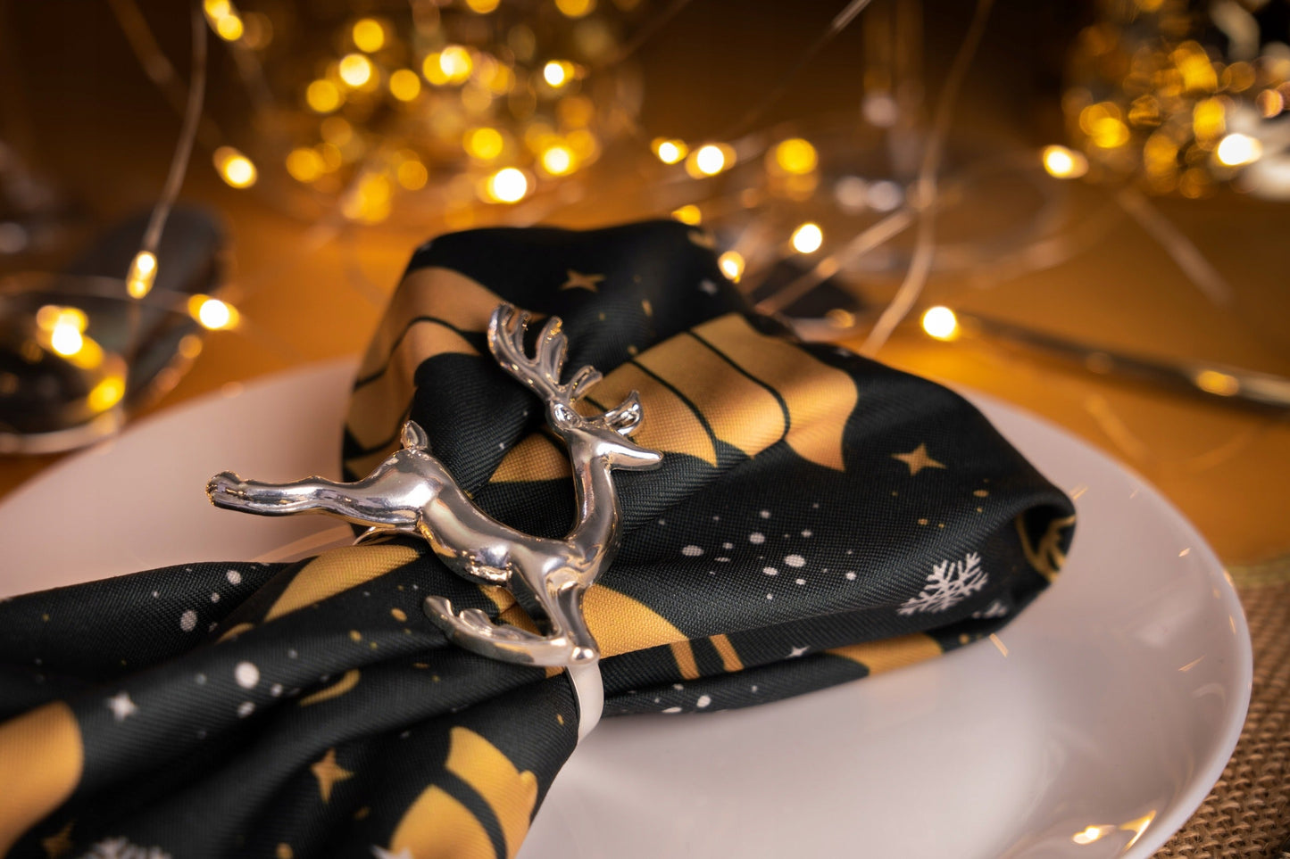 Świąteczna Obrączka na serwetki "Srebrny Renifer"