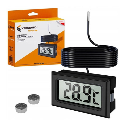LCD digital thermometer with probe - range -50°C to +110°C - universal measurement board