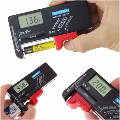 Cyfrowy tester baterii i akumulatorków AA AAA 9V LCD - kieszonkowy miernik napięcia