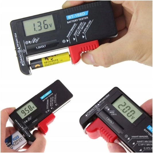 Cyfrowy tester baterii i akumulatorków AA AAA 9V LCD - kieszonkowy miernik napięcia