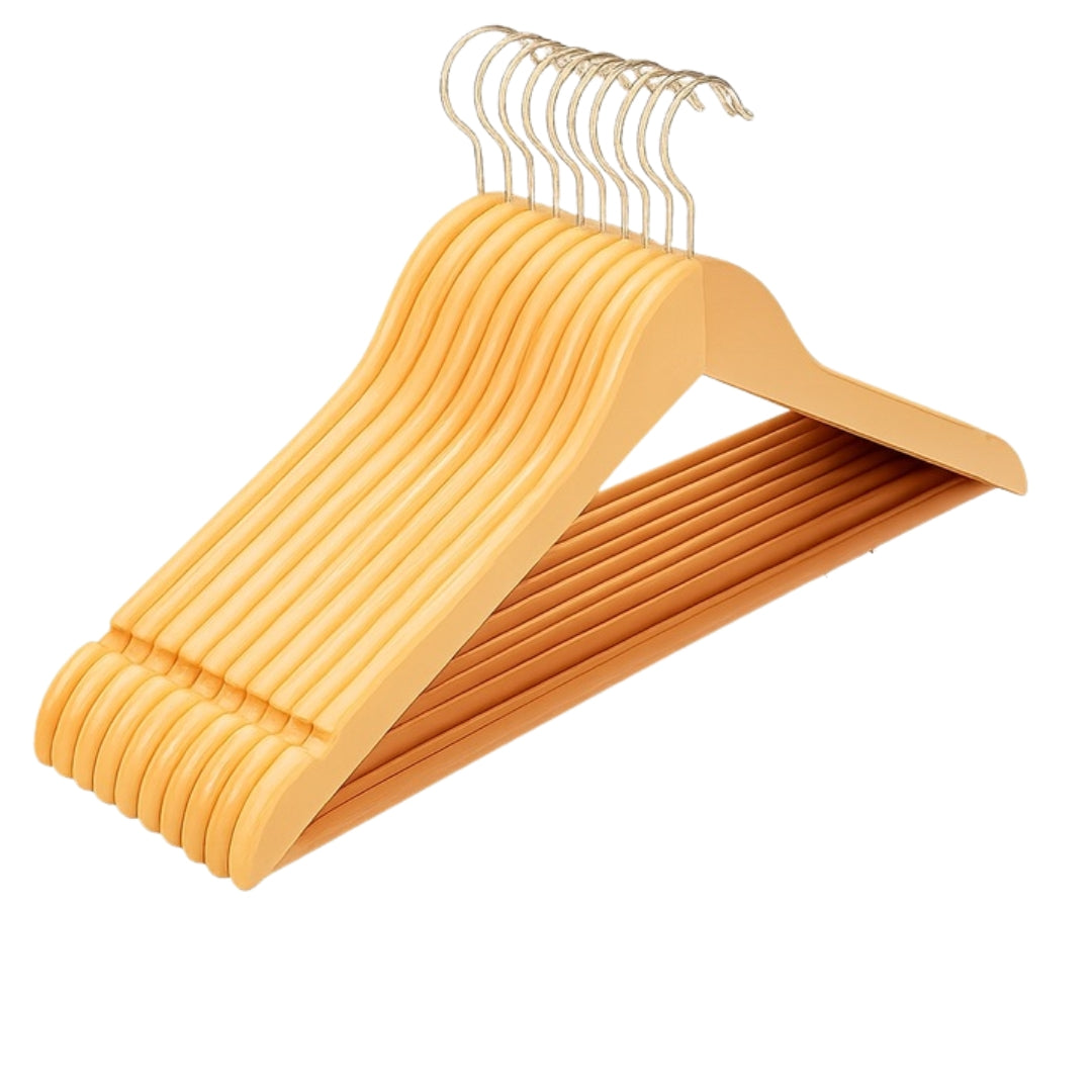 Drewniane wieszaki na ubrania - ZESTAW 10 szt. DO SZAFY, GARDEROBY I PRZEDPOKOJU