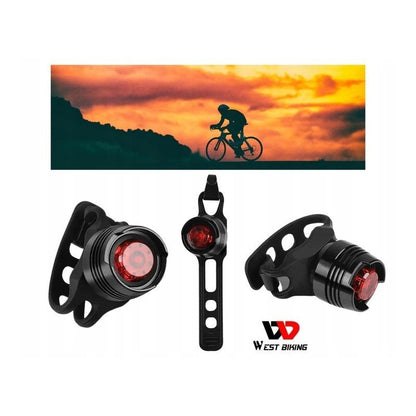 Tylna lampka rowerowa LED West Biking - okrągła z czerwonym światłem - na baterie