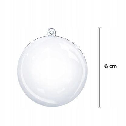 Akrylowe Bombki przezroczyste KULA 6cm do otwierania 5szt