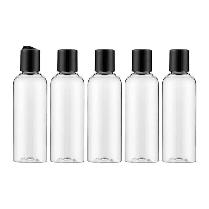Butelki podróżne 100ml 5 szt - POJEMNIKI NA KOSMETYKI DO SAMOLOTU, BAGAŻU, ZESTAW TRAVEL