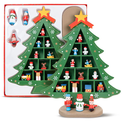 Drewniana figurka na biurko "Świąteczna Choinka - zielona - DUŻA OZDOBA ŚWIĄTECZNA Z DREWNA