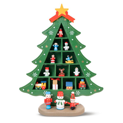 Drewniana figurka na biurko "Świąteczna Choinka - zielona - DUŻA OZDOBA ŚWIĄTECZNA Z DREWNA