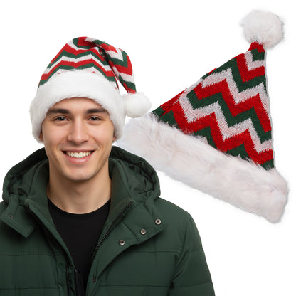 Czapka zimowa z pomponem - BEANIE - 3 kolorowa -  CIEPŁA ZIMOWA CZAPKA ŚWIĄTECZNA