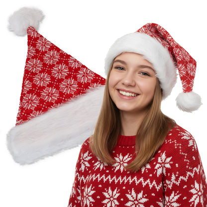 Czapka zimowa z pomponem - BEANIE - - BIAŁO-CZERWONA CIEPŁA ZIMOWA CZAPKA ŚWIĄTECZNA