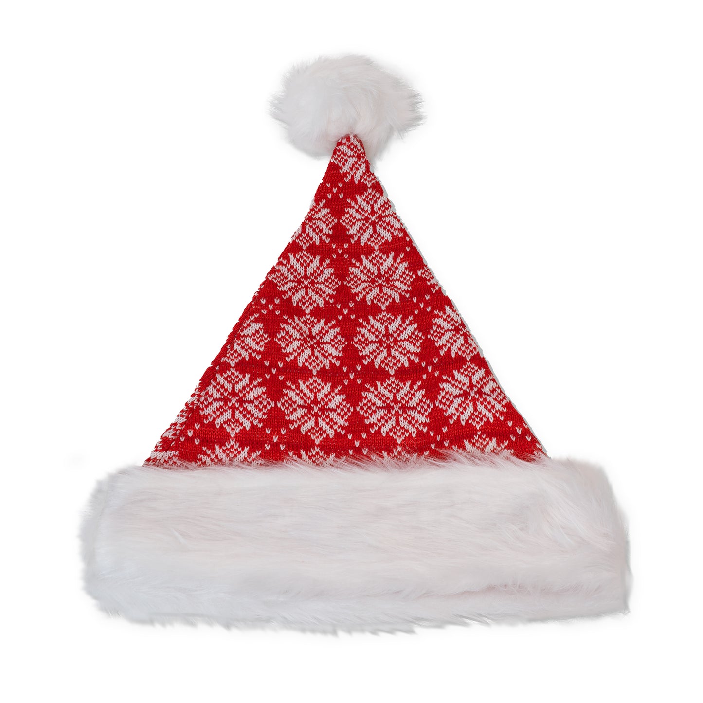 Czapka zimowa z pomponem - BEANIE - - BIAŁO-CZERWONA CIEPŁA ZIMOWA CZAPKA ŚWIĄTECZNA