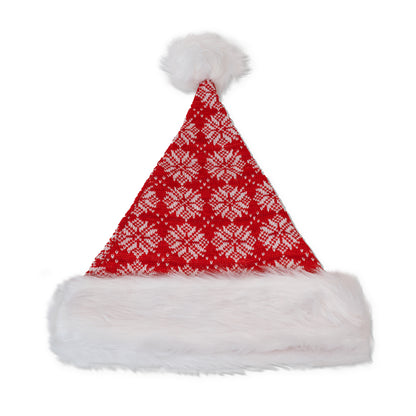 Czapka zimowa z pomponem - BEANIE - - BIAŁO-CZERWONA CIEPŁA ZIMOWA CZAPKA ŚWIĄTECZNA