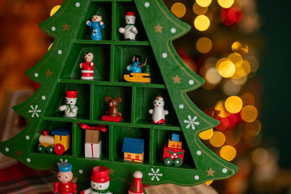 Drewniana figurka na biurko "Świąteczna Choinka - zielona - DUŻA OZDOBA ŚWIĄTECZNA Z DREWNA