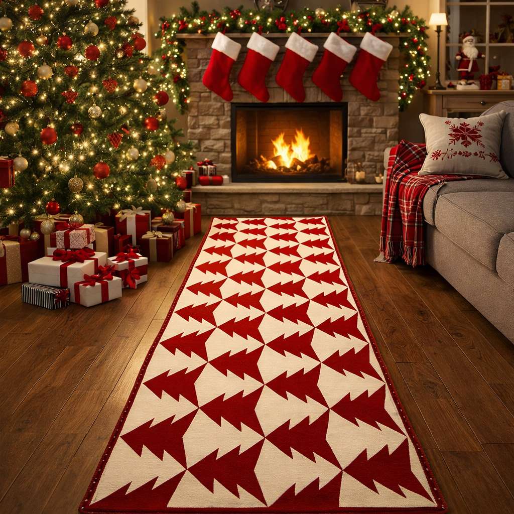 Świąteczny dywan 60x180 cm - MIĘKKI DYWANIK BOŻONARODZENIOWY DO SALONU, SYPIALNI I POKOJU