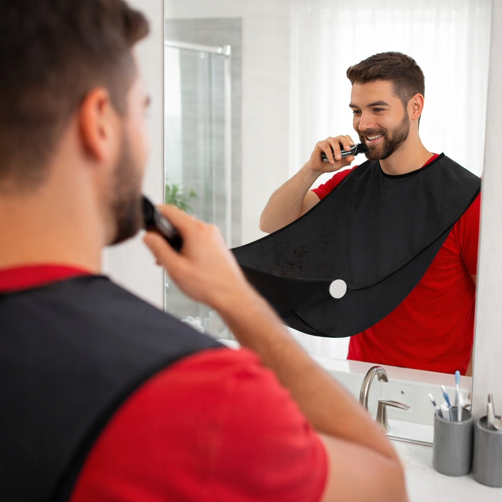 Fartuch peleryna do golenia brody i wąsów - OSŁONA Z PRZYSSAWKAMI DO STRZYŻENIA