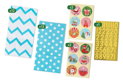 Christmas Advent Calendar, Gift Bags - Blue