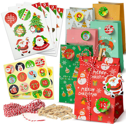 Bożonarodzeniowy kalendarz adwentowy, torebki prezentowe