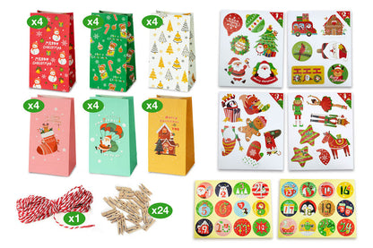 Bożonarodzeniowy kalendarz adwentowy, torebki prezentowe