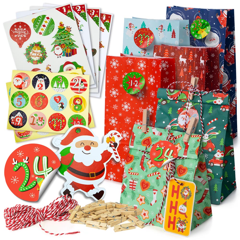 Kalendarz adwentowy bożonarodzeniowy, torebki prezentowe