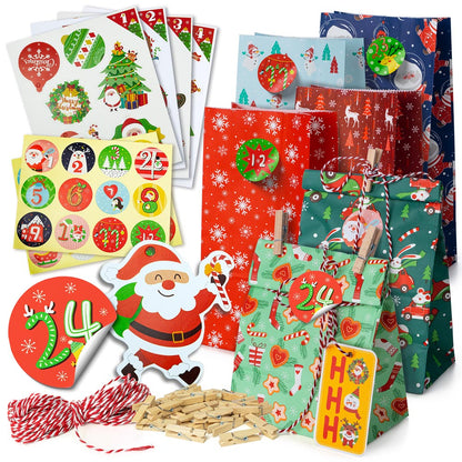 Kalendarz adwentowy bożonarodzeniowy, torebki prezentowe