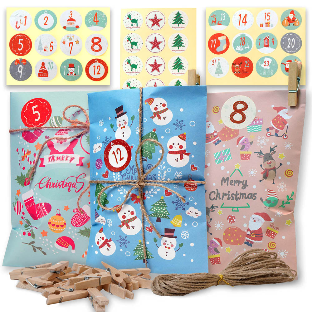 Świąteczny kalendarz adwentowy, torebki prezentowe