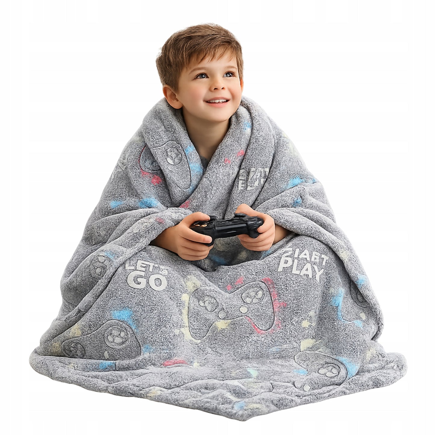 Koc świecący w ciemności 130x180 cm - MIĘKKI KOCYK DZIECIĘCY NA ŁÓŻKO