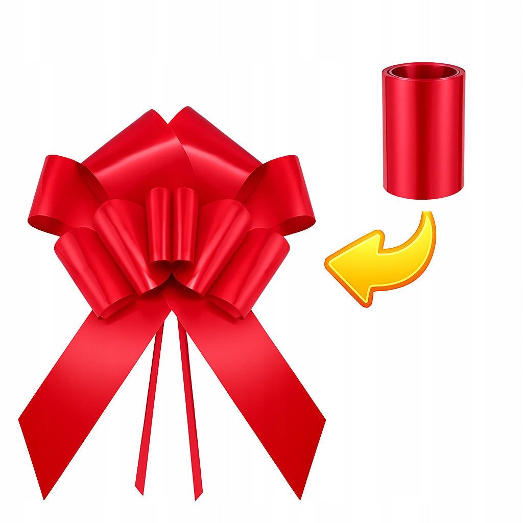 Duża czerwona kokarda na samochód XXL – OZDOBNA DEKORACJA NA AUTO, DRZWI I PREZENT