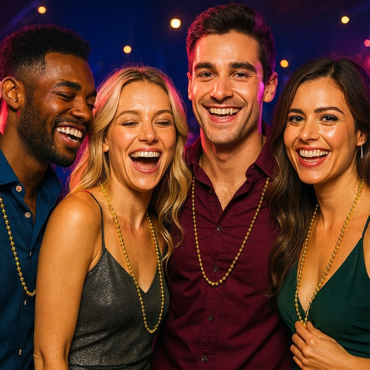 Naszyjniki z koralików złote – KORALE DEKORACYJNE, ELEGANCKI ZŁOTY NASZYJNIK, ZESTAW 50 szt.