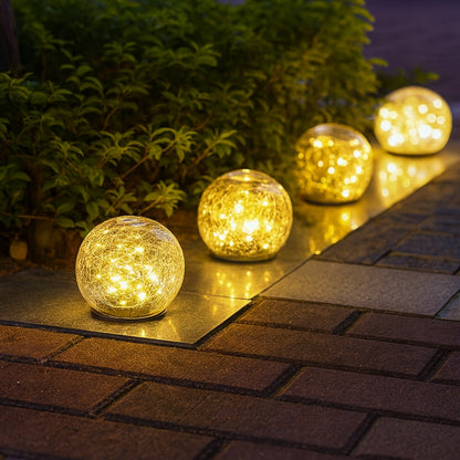 Lampka solarna LED kula wbijana - ZEWNĘTRZNA DEKORACJA OGRODU CIEPŁE ŚWIATŁO CRACKLE