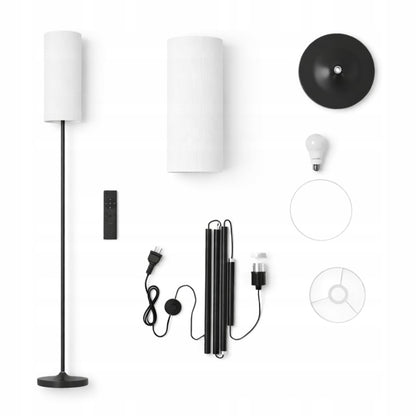 Lampa podłogowa LED stojąca 175 cm czarna z pilotem - NOWOCZESNA LAMPKA DO SALONU SYPIALNI I CZYTANIA Z REGULACJĄ ŚWIATŁA